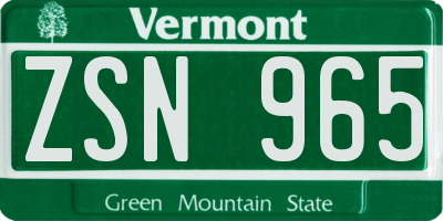 VT license plate ZSN965