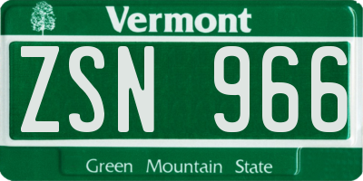 VT license plate ZSN966