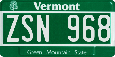 VT license plate ZSN968