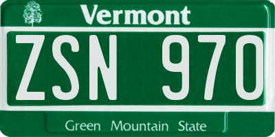 VT license plate ZSN970