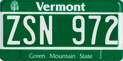 VT license plate ZSN972