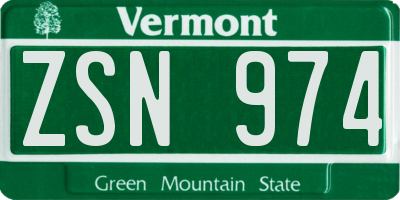 VT license plate ZSN974