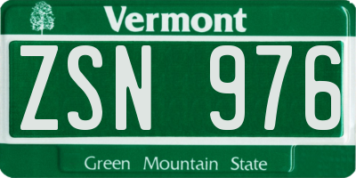 VT license plate ZSN976