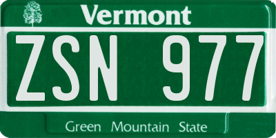VT license plate ZSN977
