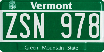 VT license plate ZSN978