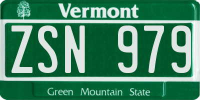VT license plate ZSN979