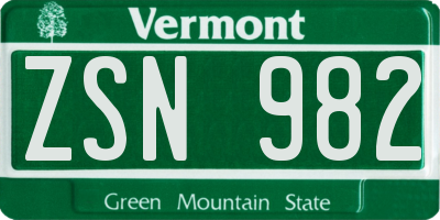 VT license plate ZSN982