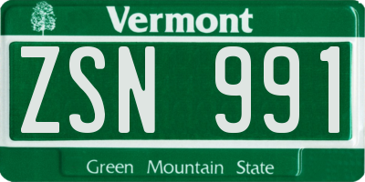 VT license plate ZSN991