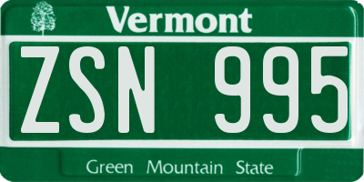 VT license plate ZSN995