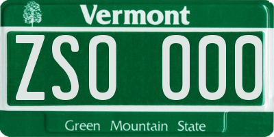 VT license plate ZSO000
