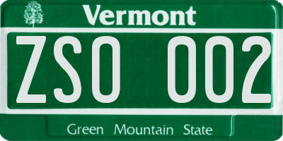 VT license plate ZSO002