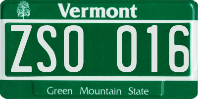 VT license plate ZSO016