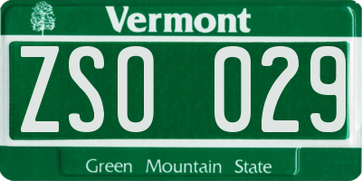 VT license plate ZSO029