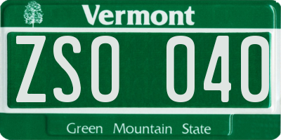 VT license plate ZSO040