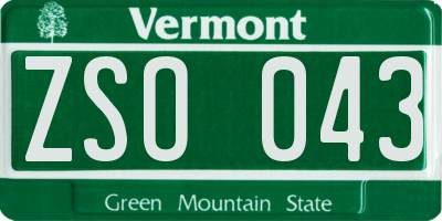 VT license plate ZSO043