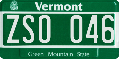 VT license plate ZSO046