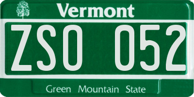 VT license plate ZSO052
