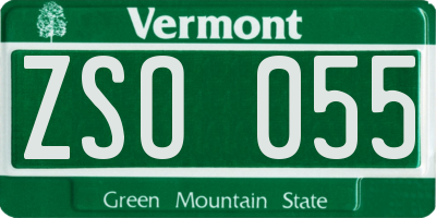 VT license plate ZSO055