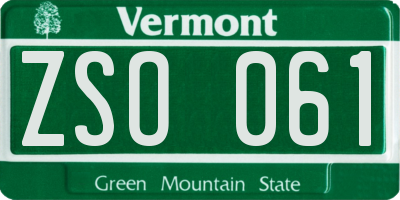 VT license plate ZSO061