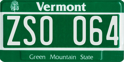 VT license plate ZSO064