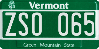 VT license plate ZSO065