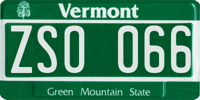 VT license plate ZSO066