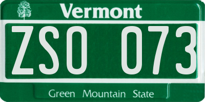 VT license plate ZSO073