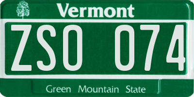 VT license plate ZSO074
