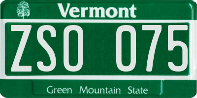 VT license plate ZSO075