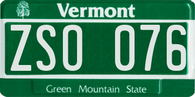 VT license plate ZSO076