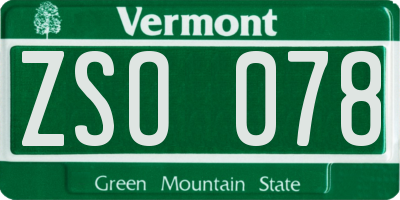 VT license plate ZSO078