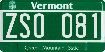 VT license plate ZSO081