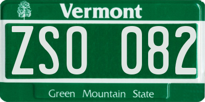 VT license plate ZSO082