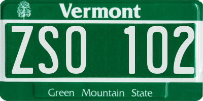 VT license plate ZSO102