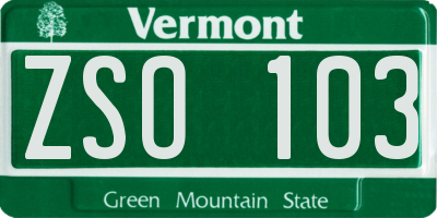 VT license plate ZSO103