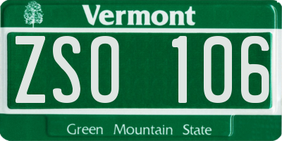 VT license plate ZSO106
