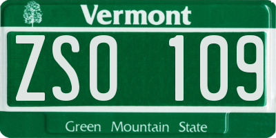VT license plate ZSO109