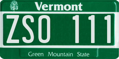 VT license plate ZSO111