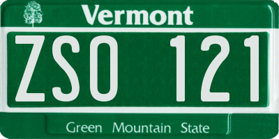 VT license plate ZSO121