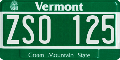 VT license plate ZSO125