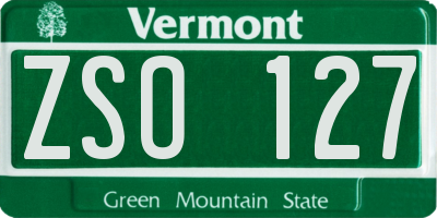 VT license plate ZSO127