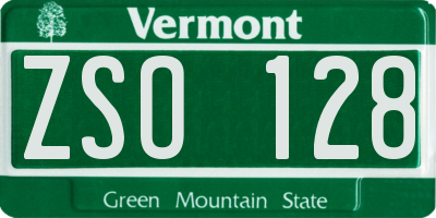 VT license plate ZSO128