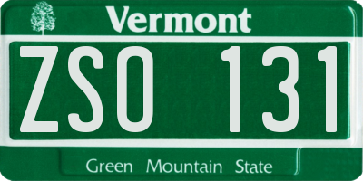 VT license plate ZSO131