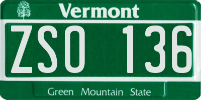 VT license plate ZSO136