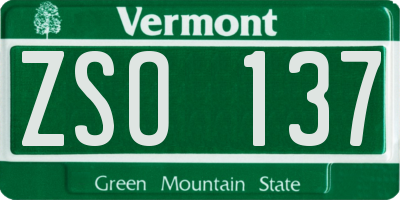 VT license plate ZSO137
