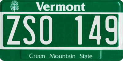 VT license plate ZSO149