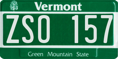 VT license plate ZSO157