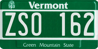 VT license plate ZSO162
