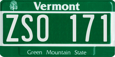 VT license plate ZSO171
