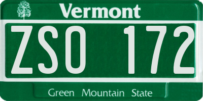 VT license plate ZSO172